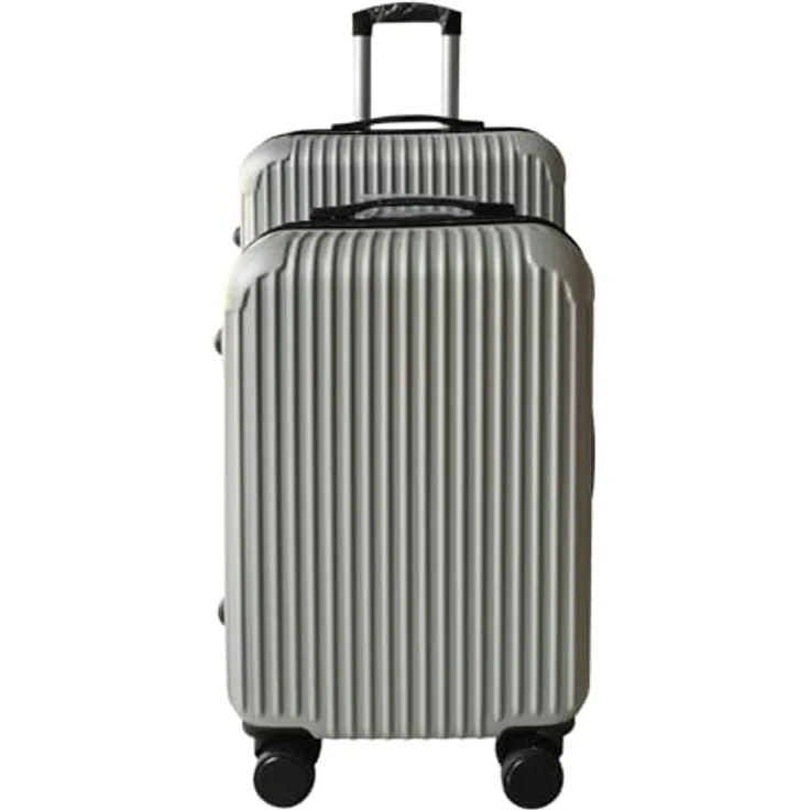 NTK-Collection Kofferset Frenzi 2-teilig, Hartschalenkoffer mit Rollen, Teleskopgriff und Zahlenschloss, Silber