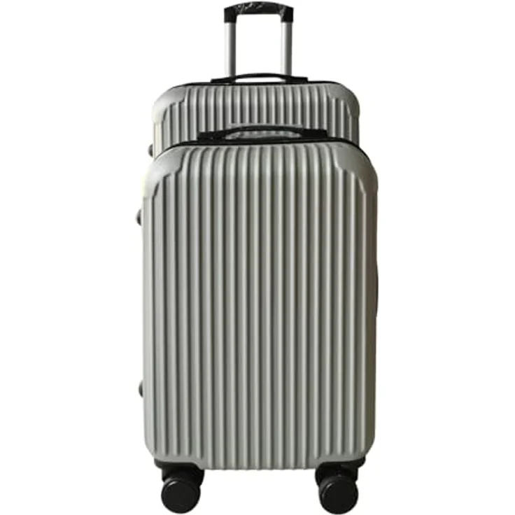 NTK-Collection Frenzi Hartschalenkoffer 2er-Set, Silber, M (50 l) und L (80 l), mit leichtläufigen Rollen und Zahlenschloss – Bild 1