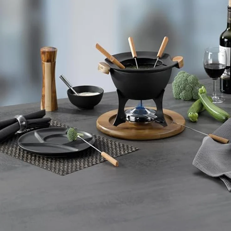 kela Fondue-Set Country Gusseisen schwarz 21,5cm 27cmØ, 27x27x21,5 cm – Bild 3