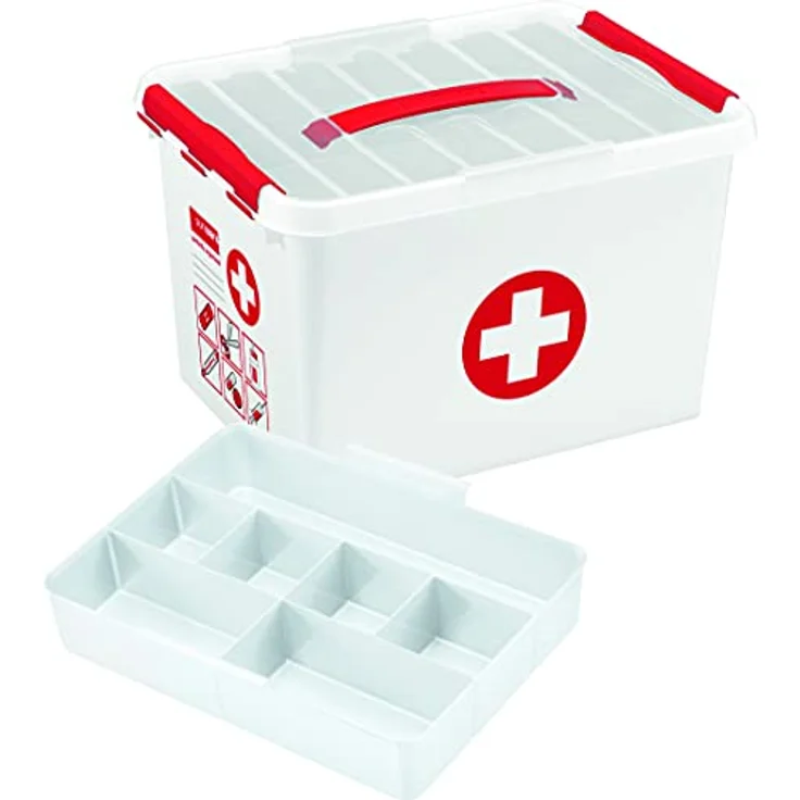 sunware by Helit H6164805 - Aufbewahrungsbox „the q-line“, 22 Liter, mit Deckel, weiß/rot, 1 Stück – Bild 2