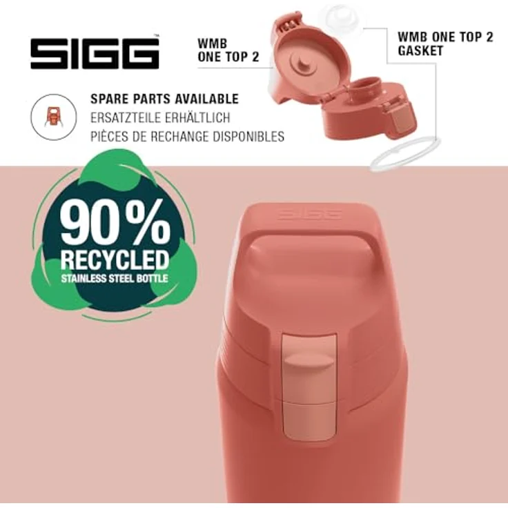 SIGG Shield Therm One, Isolierte Trinkflasche für kohlensäurehaltige Getränke, auslaufsicher, BPA-frei, 90% recycelter Edelstahl, rostrot, 0,5L – Bild 4