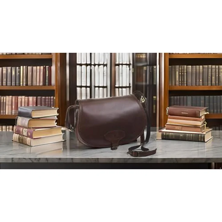 Mika BONNY Schultertasche, elegante Damentasche aus Sattelleder, braun – Bild 3