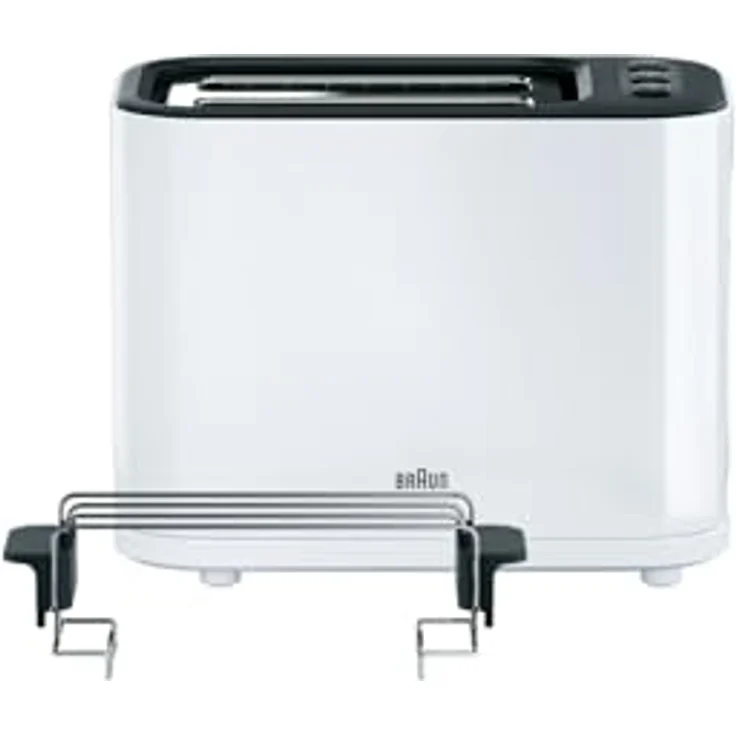 Braun HT 3010 WH Toaster | Doppelschlitz | Herausnehmbare Krümelschublade | Aufwärm- und Auftaufunktion | 7 Röstgrade | Separater Brötchenaufsatz | Weiß – Bild 2