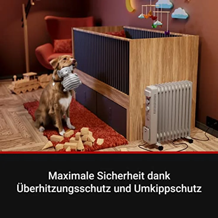 SUNTEC elektrische Heizung Ölradiator HotSafePro 2500 Watt heater ultra power Elektroheizung energiesparend – 11 Heizlamellen + 3 Heizstufen - Radiator inkl. Thermostat – Bild 4