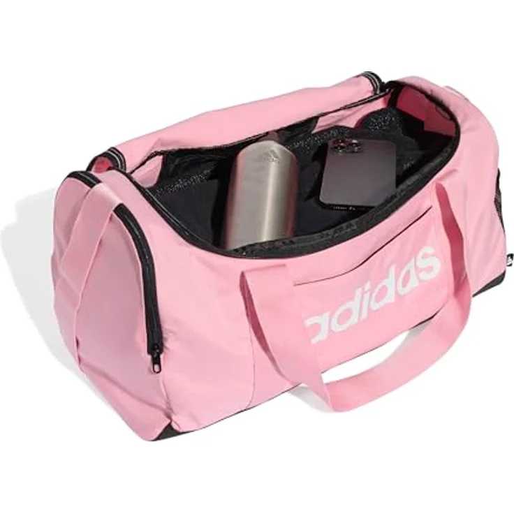 adidas Performance LINEAR DUFFEL S Sporttasche, praktische Reisetasche mit separatem Schuhfach, recycelte Materialien, schwarz – Bild 7