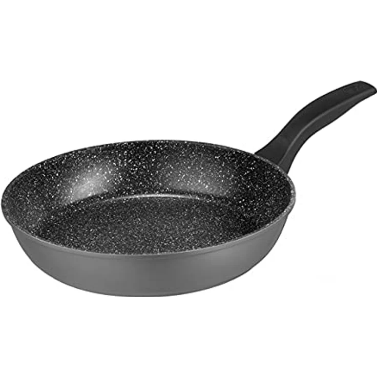 Stoneline Made in Germany Schmorpfanne 24 cm, hoher Rand, Induktion, hohe Pfanne für öl- und fettfreies Braten, antihaft beschichtet mit echten Steinpartikeln, schwarzer Griff – Bild 1