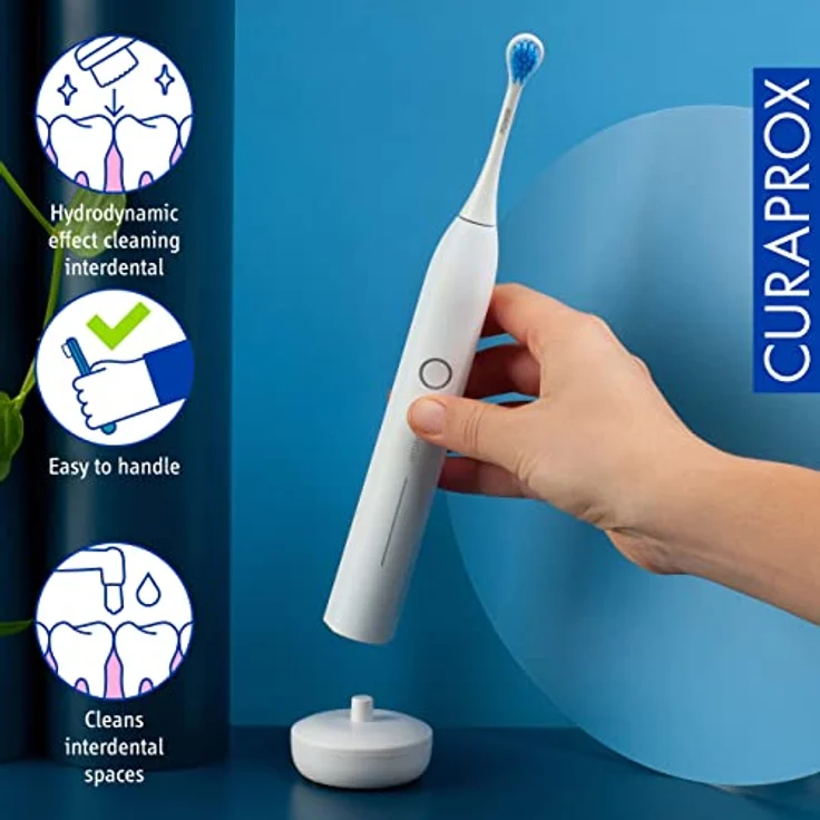 Curaprox Elektrische Schallzahnbürste Curaprox Hydrosonic pro, 7 Putzstufen, LED-Funktionsanzeige, 2-Minuten-Timer, 3 verschiedene Bürstenköpfe, mit Ladegerät und Travel-Case – Bild 4