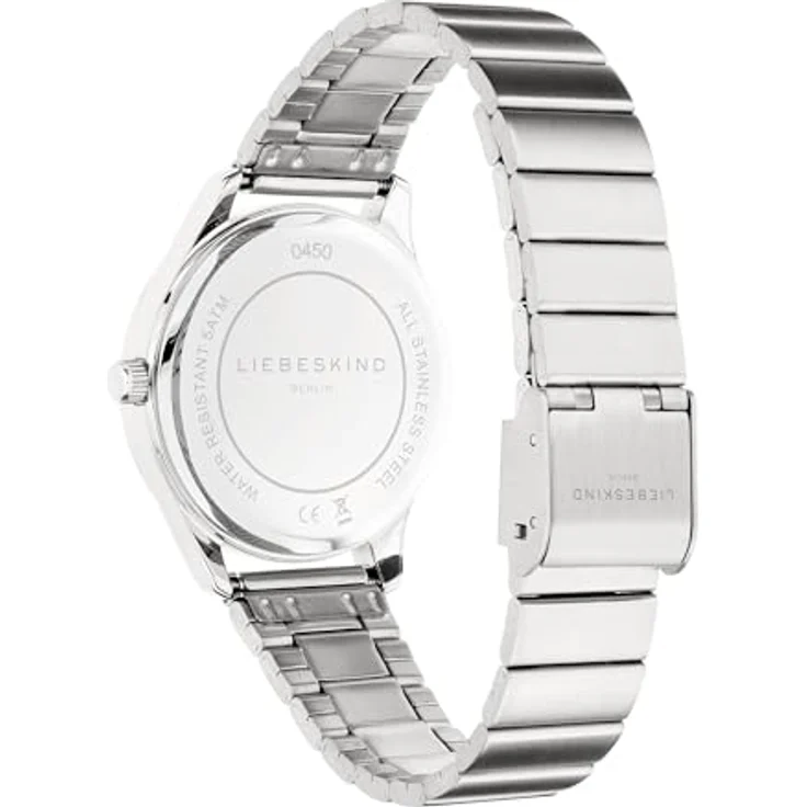LIEBESKIND Damen Analog Quarz Uhr LT-0450-MQ, Edelstahlgehäuse IP silber teilmattiert, 33 mm, kratzunempfindliches Mineralglas, wasserdicht bis 5 bar, hochwertiges Edelstahlband – Bild 4