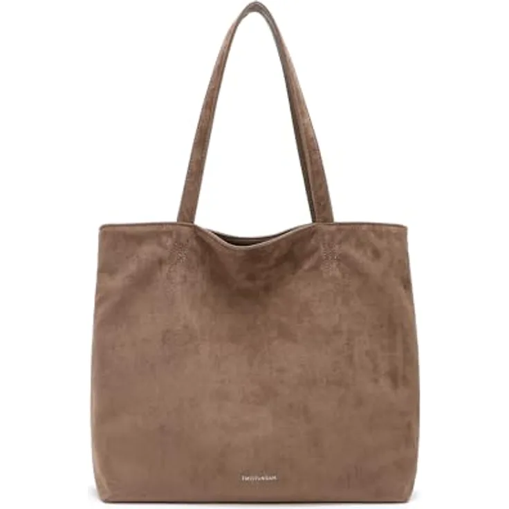 EMILY & NOAH Shopper E&N Eva Suede, Damen Tasche mit Magnetverschluss und Umhängeriemen, strukturierte Innenaufteilung in Schwarz