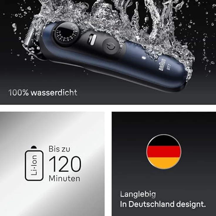 Braun Series 7 BT7520, Barttrimmer Nass&Trocken Rasierer mit Lithium-Ion Akku, 120 Min Laufzeit, Versandkostenfrei, Champions League Tickets gewinnen!* – Bild 6
