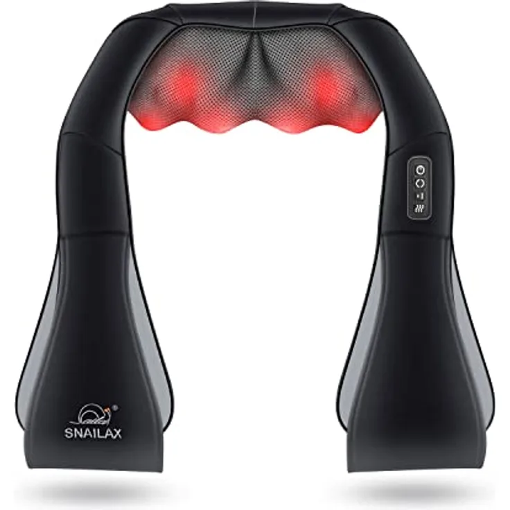 Snailax Schulter Nacken Rücken Massagegerät, Shiatsu Nackenmassagegerät mit Wärme, Rückenmassagegerät,Elektrisch 4D-Rotation Massagegerät zu Hause Büro, Geschenke für Männer, Frauen