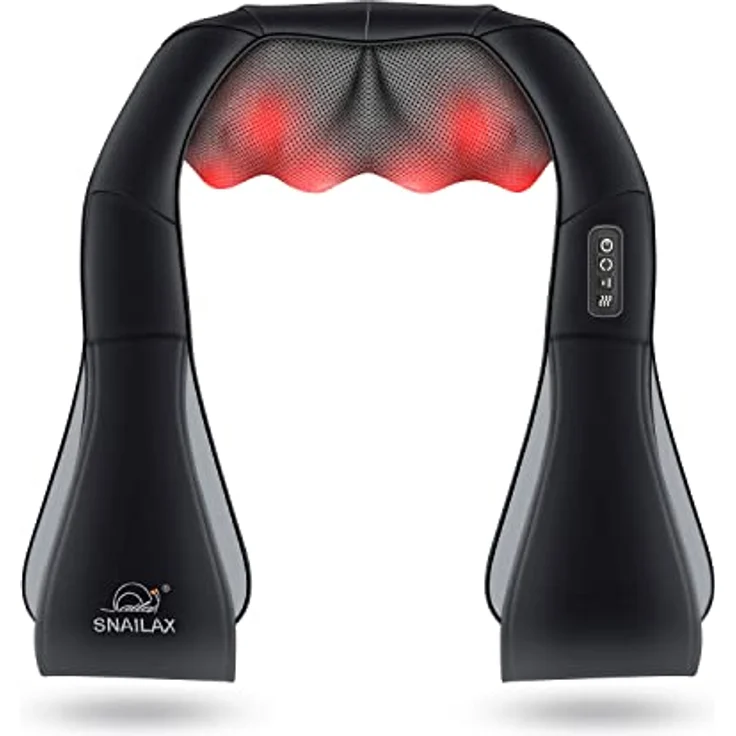 Snailax Schulter Nacken Rücken Massagegerät, Shiatsu Nackenmassagegerät mit Wärme, Rückenmassagegerät,Elektrisch 4D-Rotation Massagegerät zu Hause Büro, Geschenke für Männer, Frauen – Bild 1