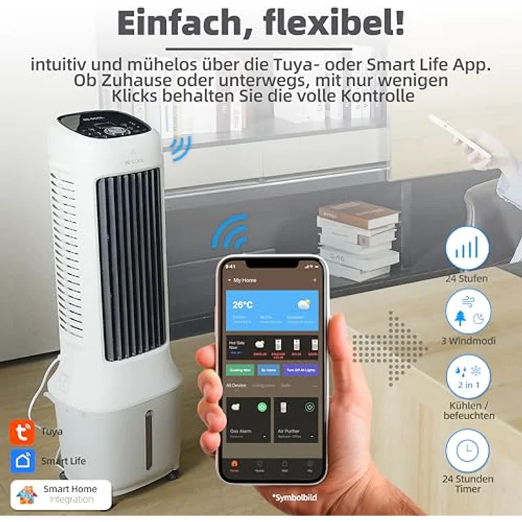 Be Cool BC10ACP2501W, Silent Luftkühler mit 10 Liter Tank und 24 Windstufen, Ventilator – Bild 6