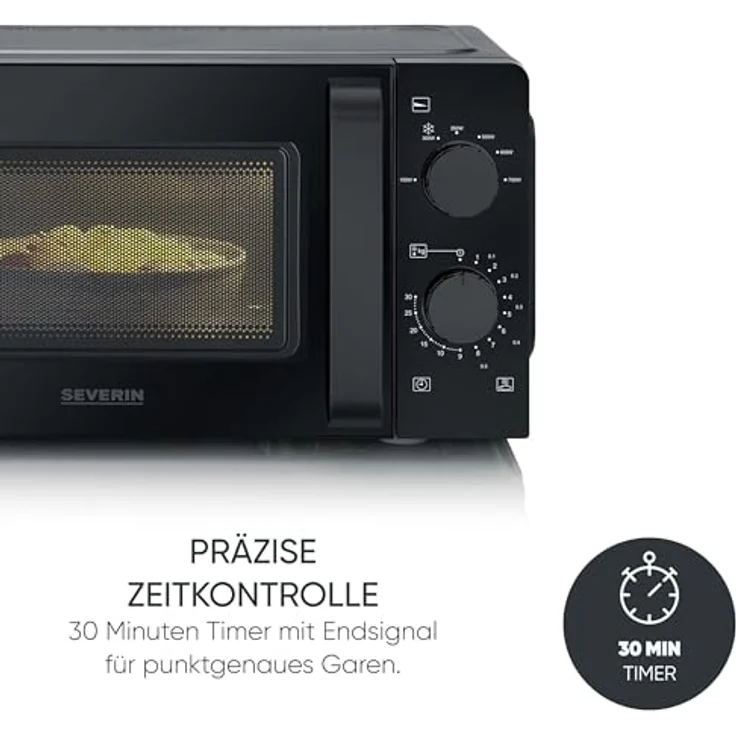 SEVERIN Mikrowelle Solo MW 9180, 19L Füllvolumen, 6 Leistungsstufen, praktische Auftau-Funktion, zeitloses Design – Bild 5
