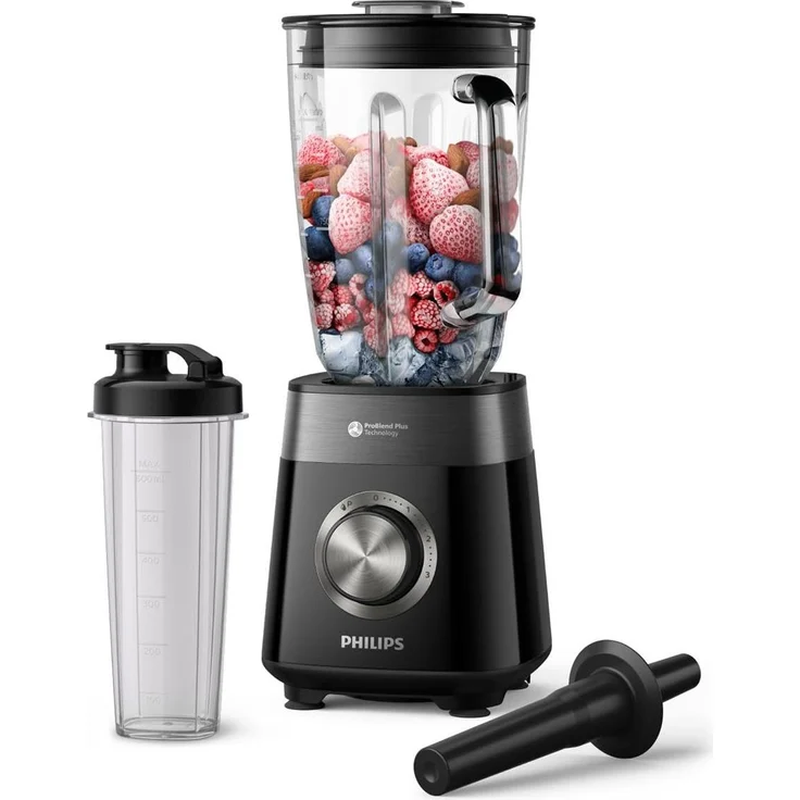 Philips HR3031/00 5000-Serie Standmixer, Schwarz, 1200 W, 2 Liter, inkl. Blend-and-go-Behälter, ProBlend Plus-Technologie, 3 Geschwindigkeitsstufen – Bild 1