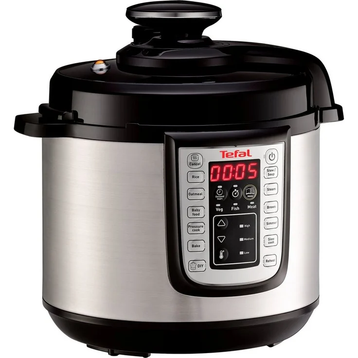 Tefal Multikocher CY505E Fast & Delicious, elektr. Schnellkochtopf mit 1200 W, 6 l Kapazität, 25 Programme, inkl. Rezeptheft
