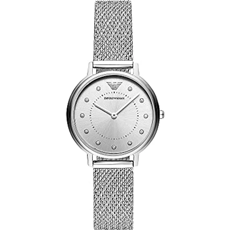 Emporio Armani Uhr für Damen , Zweizeiger Uhrwerk, 32mm Silbernes Edelstahlgehäuse mit Edelstahlarmband, AR11128