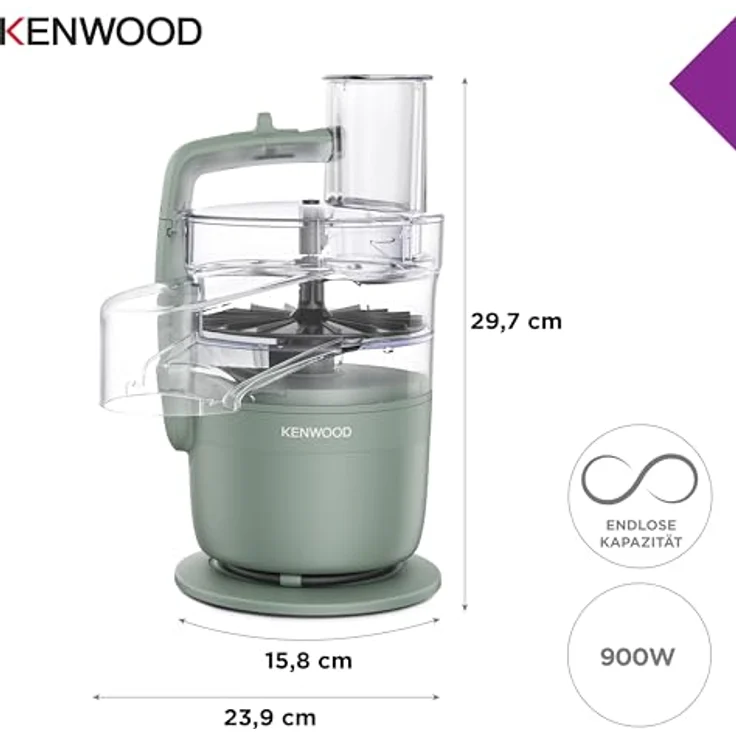 KENWOOD FDP23.140RD Multipro Go, Kompakt-Küchenmaschine mit 900W, 1,3 l Behälter, Rot, zum Schneiden, Reiben, Pürieren & Teig Kneten – Bild 5