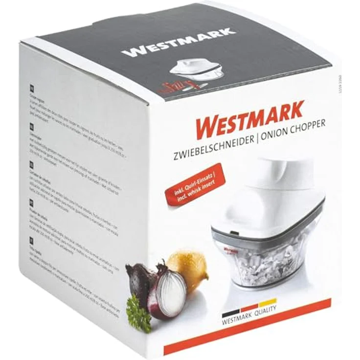 Westmark Zwiebel- und Kräuterschneider, Mit Messer- und Quirl-Einsatz, Füllvermögen: 250 ml, Kunststoff-Rostfreier Edelstahl, Weiß-Grün-Transparent, 11592260 – Bild 7