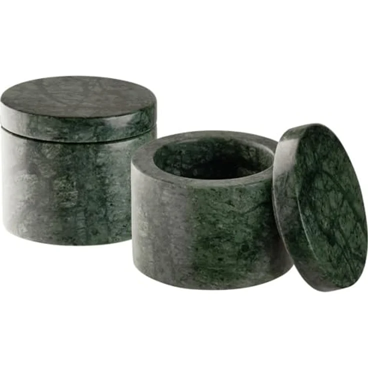 APS 15919 Dose MINERA 2er Set, Marmor, grün, Ø 6 cm, H: 5 cm, Unikat für Gewürze und Dips – Bild 1
