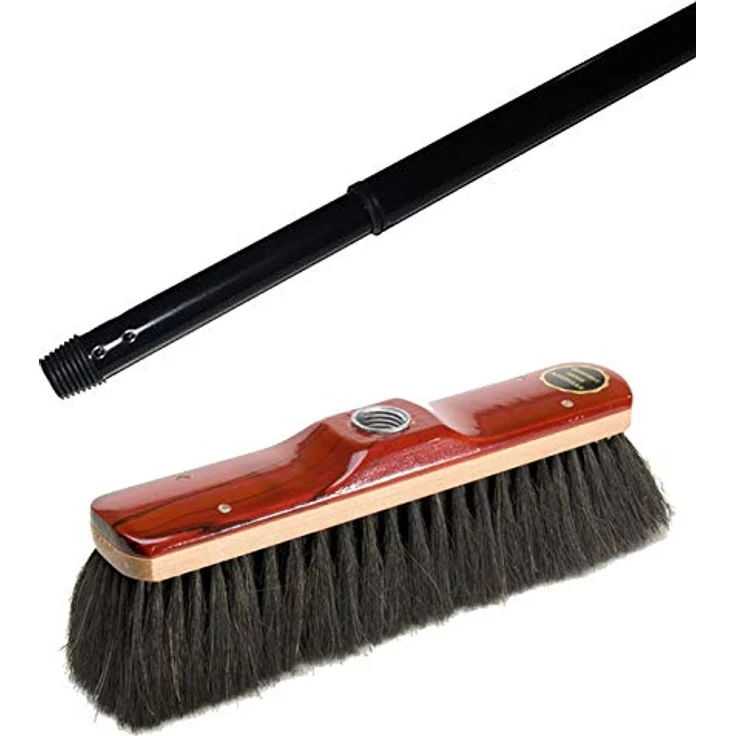 Echt- Rosshaarbesen Zimmerbesen 30cm mit Stiel Teleskopstiel Haushaltsbesen weich Rosshaar-Besen Kehrbesen feine Echt-Haar-Borsten schwarz – Bild 4