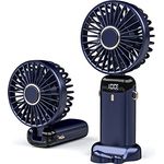 JANREAY Mini-Handventilator, USB-Schreibtischventilator, Kleiner Tischventilator mit 5 Geschwindigkeiten und 3000mAh USB-Akku, Faltbarer Elektrischer Ventilator für Reisen, Büro, Haushalt (Blau)