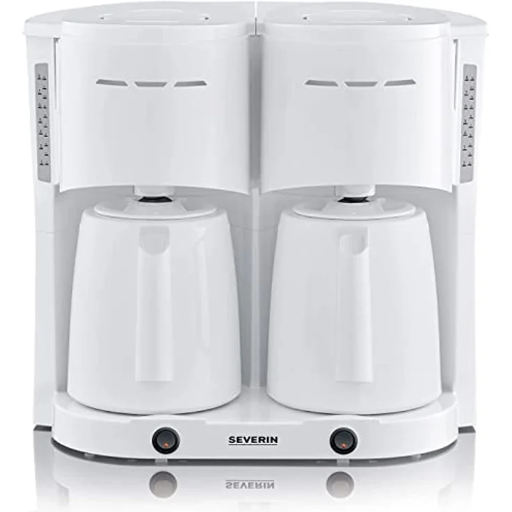 SEVERIN Duo-Filterkaffeemaschine mit Thermokanne, Kaffeemaschine für bis zu 16 Tassen, ansprechende Filtermaschine mit 2 Isolierkannen, weiß, KA 9314 – Bild 1