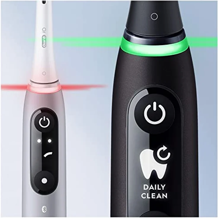 Oral-B iO 6 elektrische Zahnbürsten, 2 Stück, Schwarz und Rosa, Griffe mit schwarzem und weißem Display, Bluetooth, 3 Bürsten – Bild 5