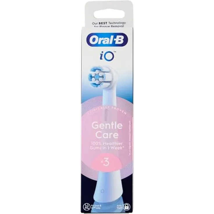 Oral-B iO Series Gentle Care Ersatzbürsten, Original runde Bürstenköpfe, für empfindliches Zahnfleisch, 3, mit farbwechselnden Borsten