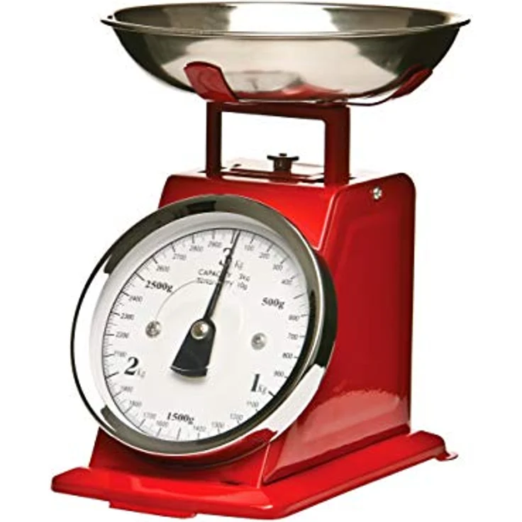 Premier Housewares Küchenwaage im Retrolook mit Edelstahlschale, rot – Bild 2