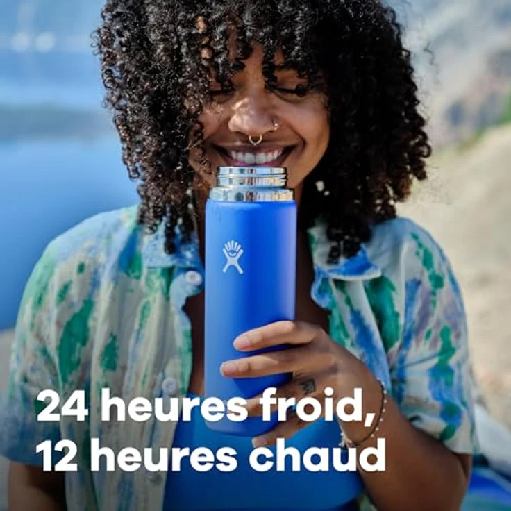 HYDRO FLASK Wide Mouth Trinkflasche 946ml (32 oz), isolierte Edelstahl-Sportflasche mit auslaufsicherem Flex Cap-Deckel & Gurt, spülmaschinenfest - Surf – Bild 2