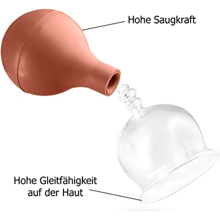 pulox Schröpfglas aus Echtglas 3er-Set inkl. Saugball 40 mm, 52 mm & 62 mm, Braun – Bild 3