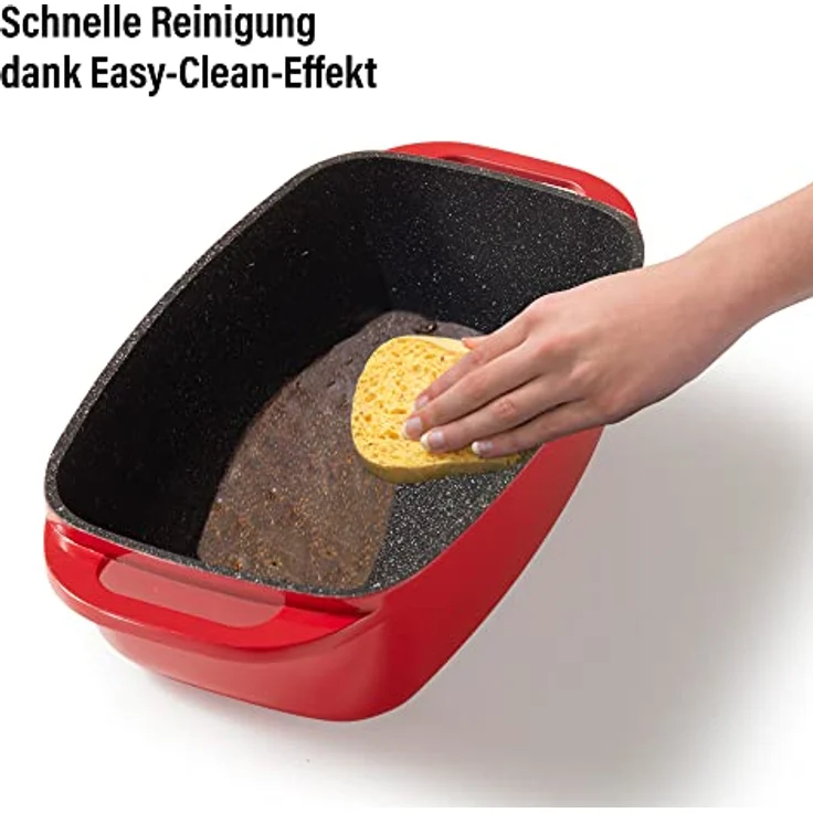 STONELINE Bräter, mit Aluguss-Deckel, Deckel als Auflaufform verwendbar, rot,40 x 22 cm – Bild 5