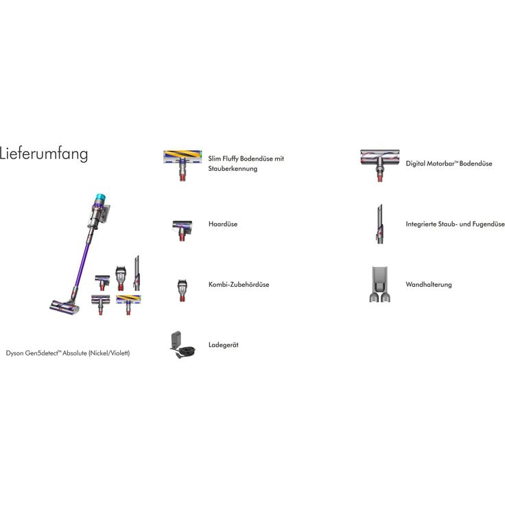 DYSON Akku-Stielstaubsauger Gen5Detect Absolute Staubsauger Kabellos Akkusauger Handstaubsauger, Beutellos, Akkusauger Kabelloser Akkuhandstaubsauger Handstaubsauger Beutellos Grey/Purple – Bild 3