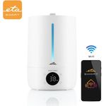 ETA 262990000, Luftbefeuchter und Aroma-Diffusor, Weiß, Ultrasonic-Technologie, 5 Liter Tank, bis zu 30 Stunden Betriebszeit, ETA SMART App Steuerung, geeignet für Räume bis zu 40 m²