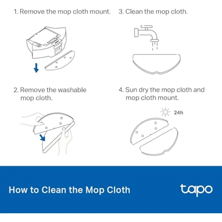 Tapo RVA301 Waschbares Wischmopptuch für Saugroboter, 5 Stück, kompatibel mit Tapo RV30 Max Plus, RV30 Max, RV20 Max Plus, RV20 Max, wiederverwendbar und leicht zu reinigen – Bild 2
