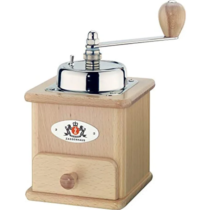 Zassenhaus Kaffeemühle Manuell BRASILIA | Buche natur | 12 x 12.5 x 20cm | zum Mahlen von Kaffeebohnen | stufenlos verstellbarer Mahlgrad | mit Original Zassenhaus Mahlwerk