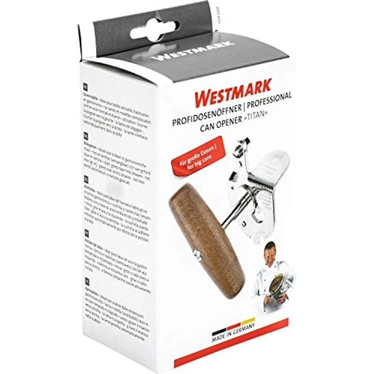 Westmark Profidosenöffner, Für den gewerblichen Gebrauch, für Dosen in Gastronomiegröße, Stahl-Holz, Titan, 12242260 – Bild 9