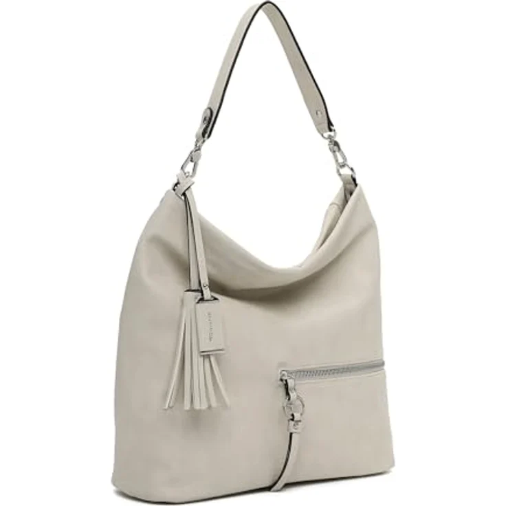 Tamaris TAS Nele, Damen Handtasche in Weiß, Grau und Beige, aus Feinsynthetik mit Reißverschluss und verstellbarem Umhängeriemen – Bild 5