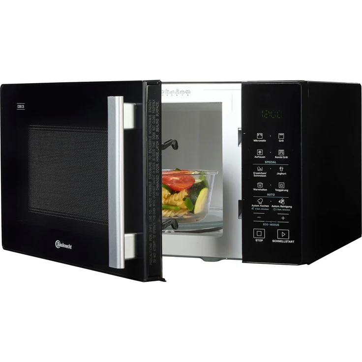BAUKNECHT MWO 253 B, Mikrowelle mit Grill und 25 l Garraum, Schwarz, 900 W Mikrowellenleistung, 1050 W Grillleistung, Rapid Defrost-Funktion, 10 Automatikprogramme, LED-Display