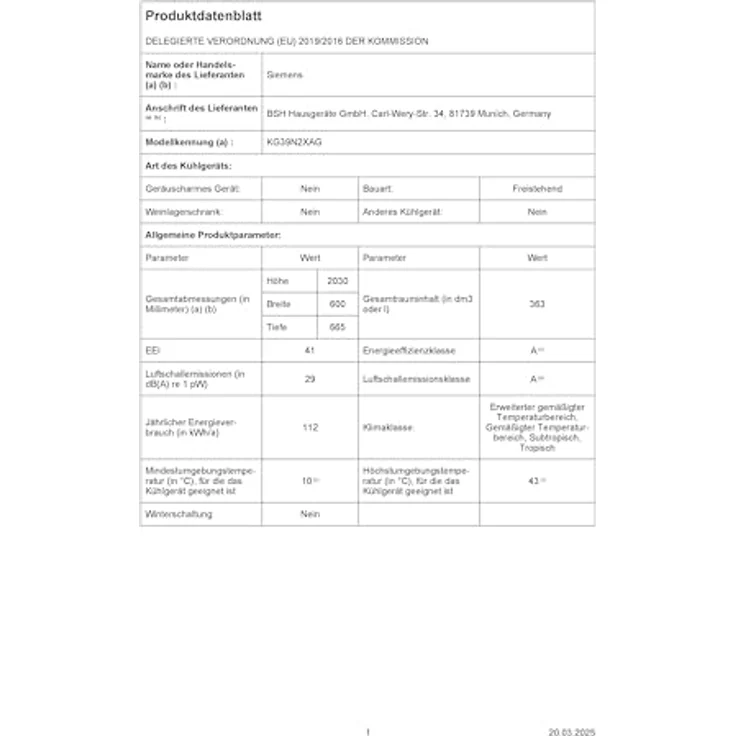 Siemens KG39N2XAG iQ300 Stand-Kühl-Gefrierkombination, NoFrost, gebürsteter schwarzer Stahl, 260 l Kühlraum, 103 l Gefrierraum, hyperFresh 0°C Technologie, Energieeffizienzklasse A – Bild 9