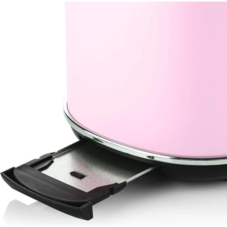 Westinghouse Retro Toaster 2 Scheiben, Abnehmbarer Brötchenaufsatz, 6 Bräunungsstufen, Brotzentrierung, Auftau-, Aufwärm- & Stoppfunktion, Kontrollleuchte, Ausziehbare Krümelschale, pink – Bild 4