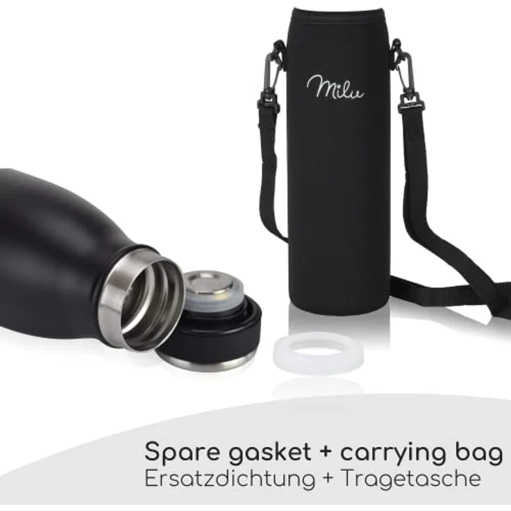 Milu Thermoflasche 350ml 500ml 750ml 1L 1,5L Isolierte Edelstahl Trinkflasche Thermoskanne Auslaufsichere Isolierflasche doppelwandig für heiße und kalte Getränke, Kohlensäure geeignet (Schwarz 750ml) – Bild 3