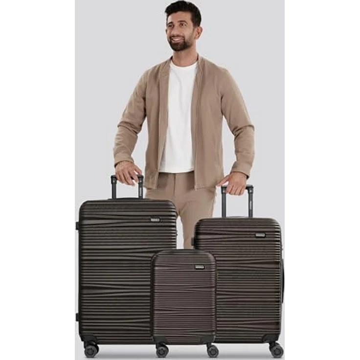Redolz Koffer Essentials 16 3-SET 4 Rollen Kofferset 3-teilig Braun (XL) – Bild 6