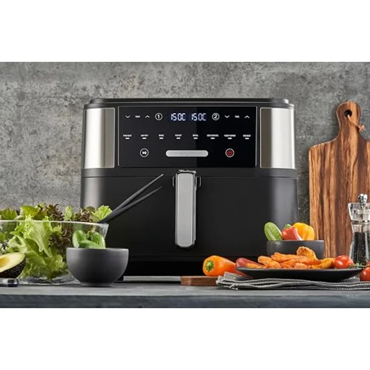 Trisa Fritteuse Trisa Crunchy Fry Pro Heißluft-Fritteuse 2400 W Schwarz, 2400 W - Zeitlich abgestimmtes Frittieren, 10 Liter Füllmenge, Touch Display, regulierbare Temperatur – Bild 7