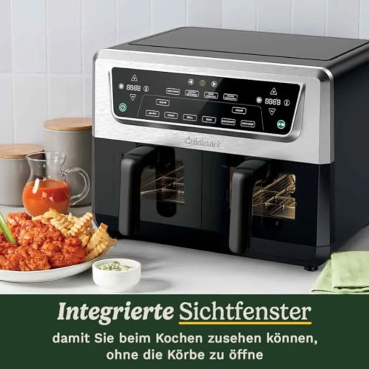 Cuisinart XXL Air Fryer, Doppelschubladen 2 x 5,2 l, PFAS-frei, 6-in-1 Kochmodi, Sichtfenster, automatische Warmhaltefunktion – Bild 5