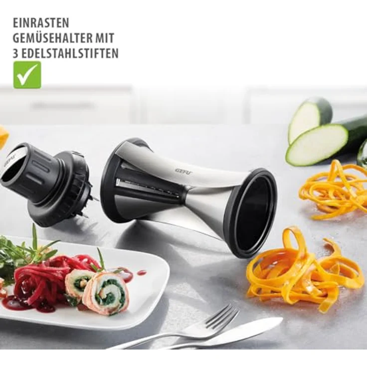 Original Gefu Spiralschneider 13700 - Perfekte Gemüsespaghetti im Handumdrehen dank Spirelli XL ? Profi Küchenhelfer – Bild 5