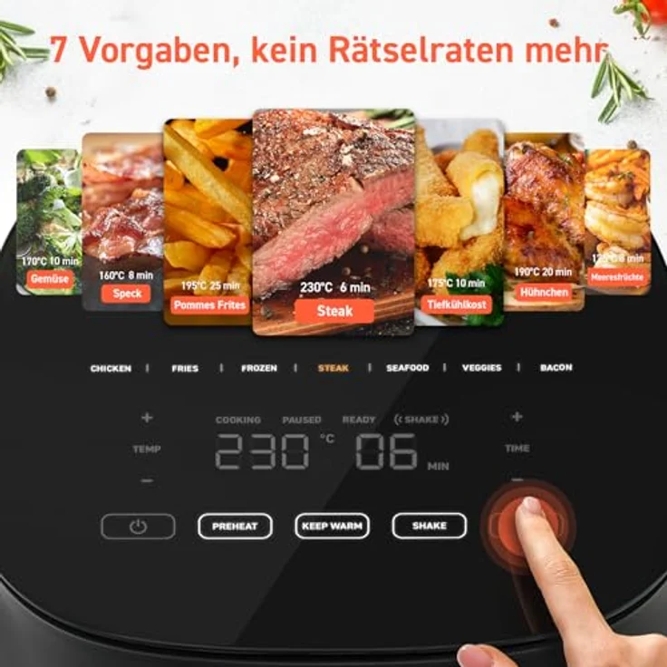 Cosori Heißluftfritteuse 4,7L, Max 230°C, 7-in-1 mit 100 Rezepten und leiser Betrieb, spülmaschinenfest – Bild 2