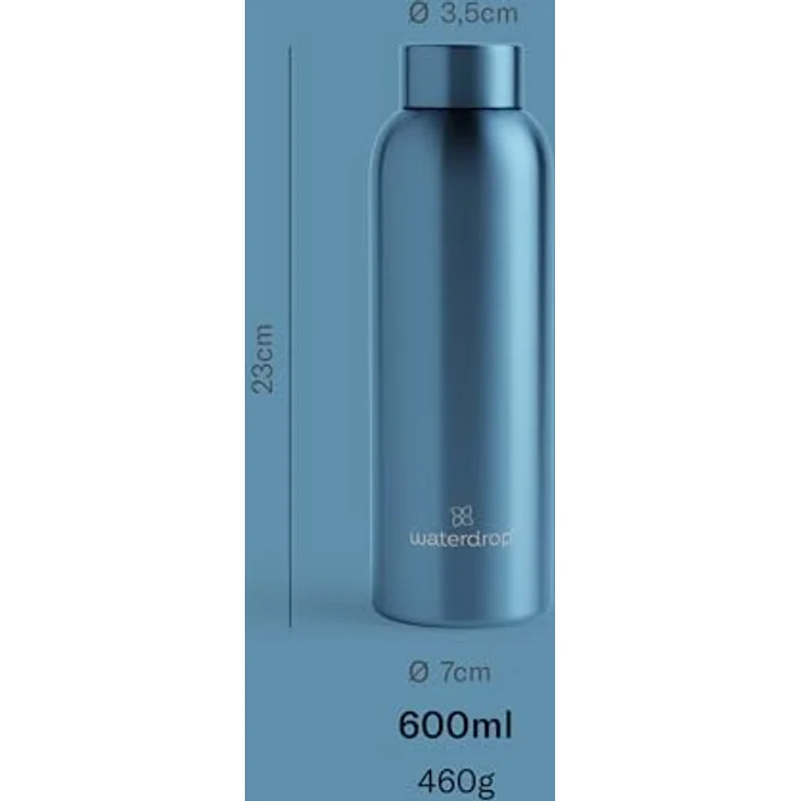 waterdrop® Steel Bottle 600ml isolierte Trinkflasche auslaufsicher | Thermosflasche 24h kalt, 12h heiß | doppelwandige Edelstahl Wasserflasche | bruchsicher | Kohlensäure geeignet – Bild 4