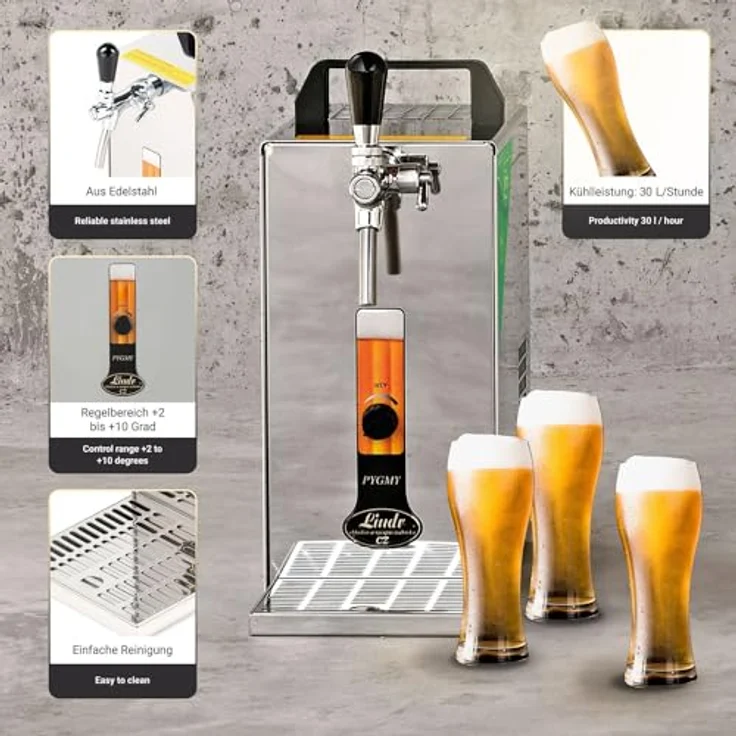ich-zapfe PYGMY 25/K Bierzapfanlage mit Membranpumpe, Edelstahl, 35 l/h, Trockenkühlgerät, 1-leitig – Bild 3
